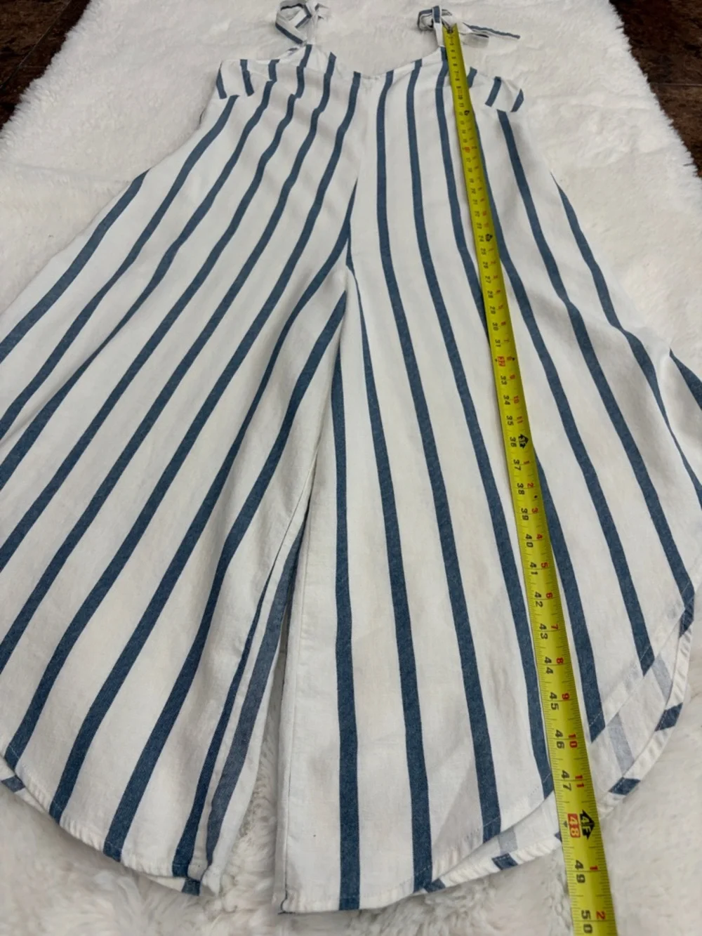 VINCE CAMUTO,size S,Sleeveless Striped Tie-Shoulder Jumpsuit - Blue & White - Picture 14 of 16